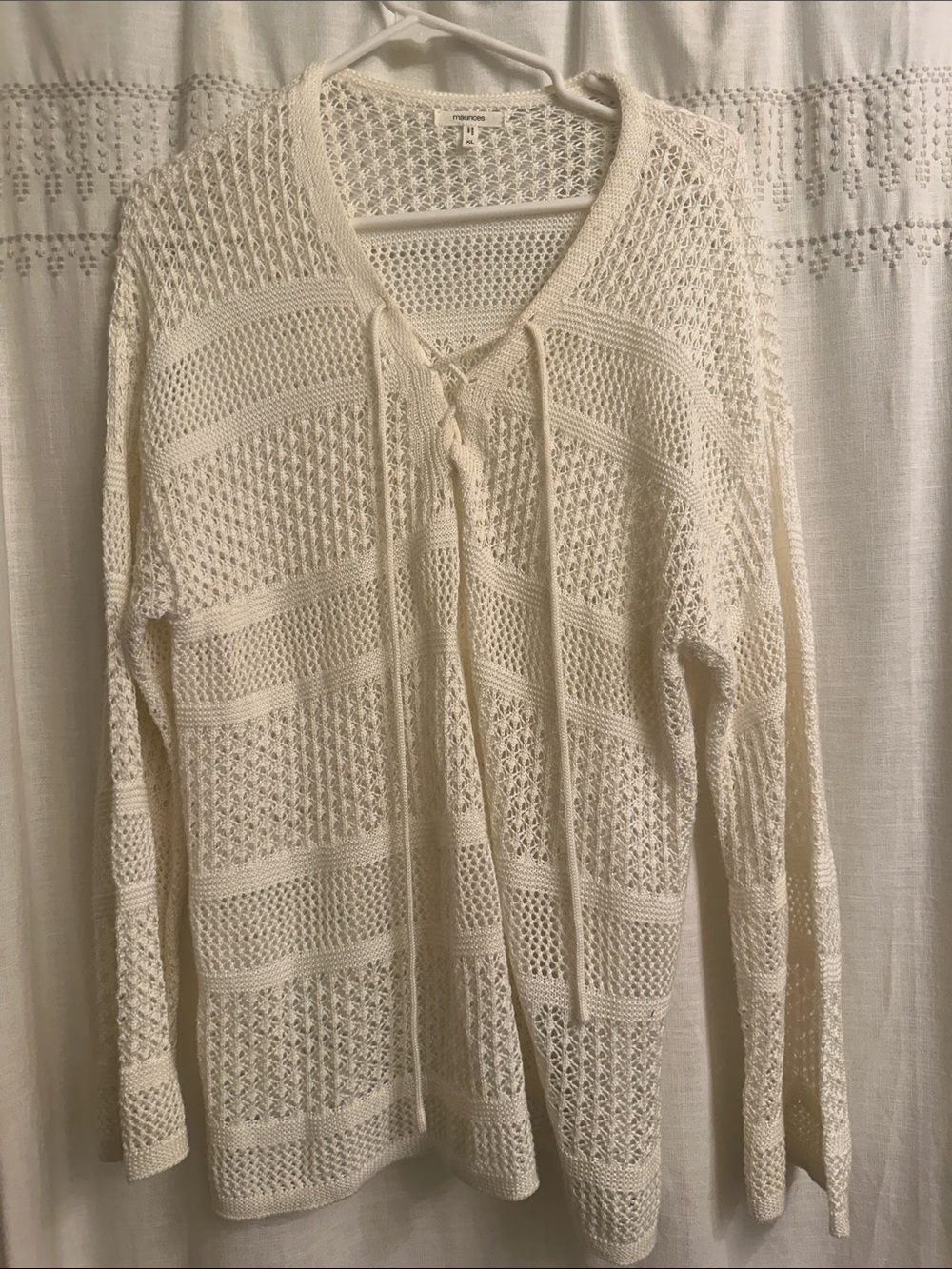 Maurices Open Front Knit Cardigan in Cream Size XL